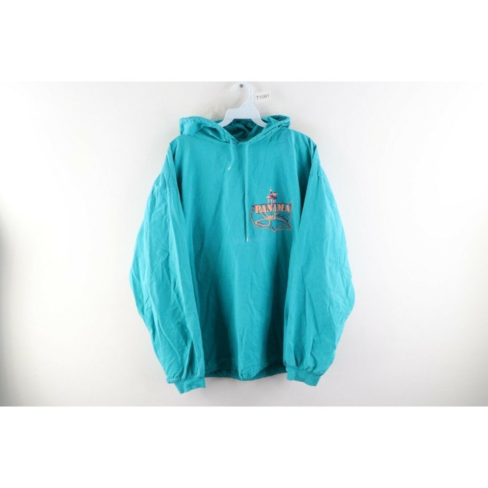 Vintage 80s Panama Jack L / XL Faded Spell Out Lightweight Hoodie Sweatshirt